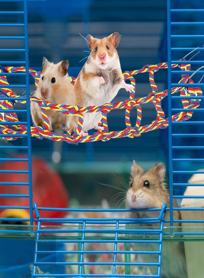 HOKABLE 2 Pcs Rat Climbing Ropes for Cage Accessories - Bird Rope Rat Toys - 12.6 x 9.84 inch Hammock - Cotton Rope Bridge - Bird Ladder with 4 Silver Hooks - Image 4